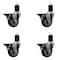 Service Caster 3.5'' Gray Poly Swivel 1-3/4'' Expanding Stem Caster Set with Brake, 4PK SCC-EX20S3514-PPUB-PLB-134-4 - alternate 1